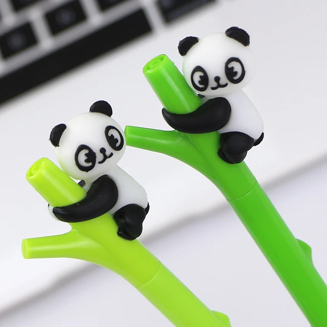 Stylo gel Panda Kawaii, 32 pièces/lot, mignon animal, bambou, encre noire,  Signature, papeterie scolaire et de bureau - AliExpress