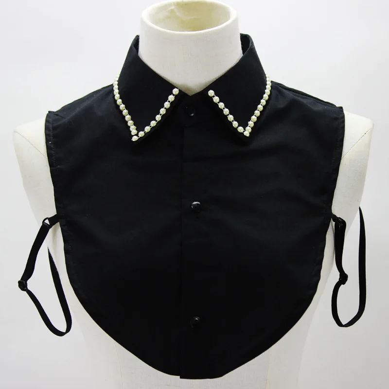 Для женщин хлопка накладные воротники двухэтажная вышивка Kraagje НЭП Dames блузка из бисера Съемная поддельные воротник из искусственного Col