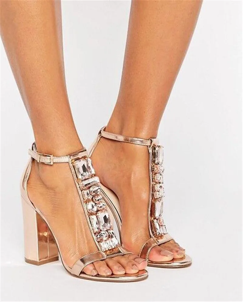 OTOSU Womens Peep Toe Clear Heeled Sandals Zipper Crystal High Chunky Block Heel Dress Booties Sandal OTOSU Womens Peep Toe Clear Heeled Sandals Zipper Crystal High Chunky Block Heel Dress Booties Sandal