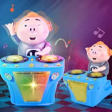 Детский DJ рок-ролл свинья Музыка электрический свинья игрушки Забавный музыкальный светильник Забавный качалка свинья раннее образование игрушки детский музыкальный подарок