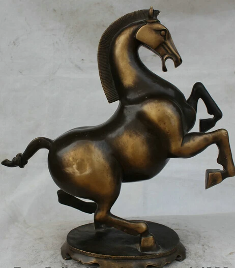 

JP S62 8" Chinese Copper animal Folk run Fengshui Zodiac Year Horse Statue sculpture