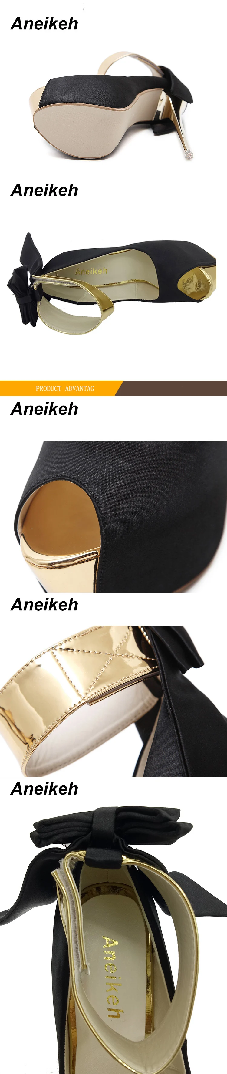Aneikeh/ г. классическая защелка-петля, женские босоножки Летняя женская обувь на высоком каблуке однотонная шелковая женская обувь на тонком каблуке черный цвет, размер 34-40