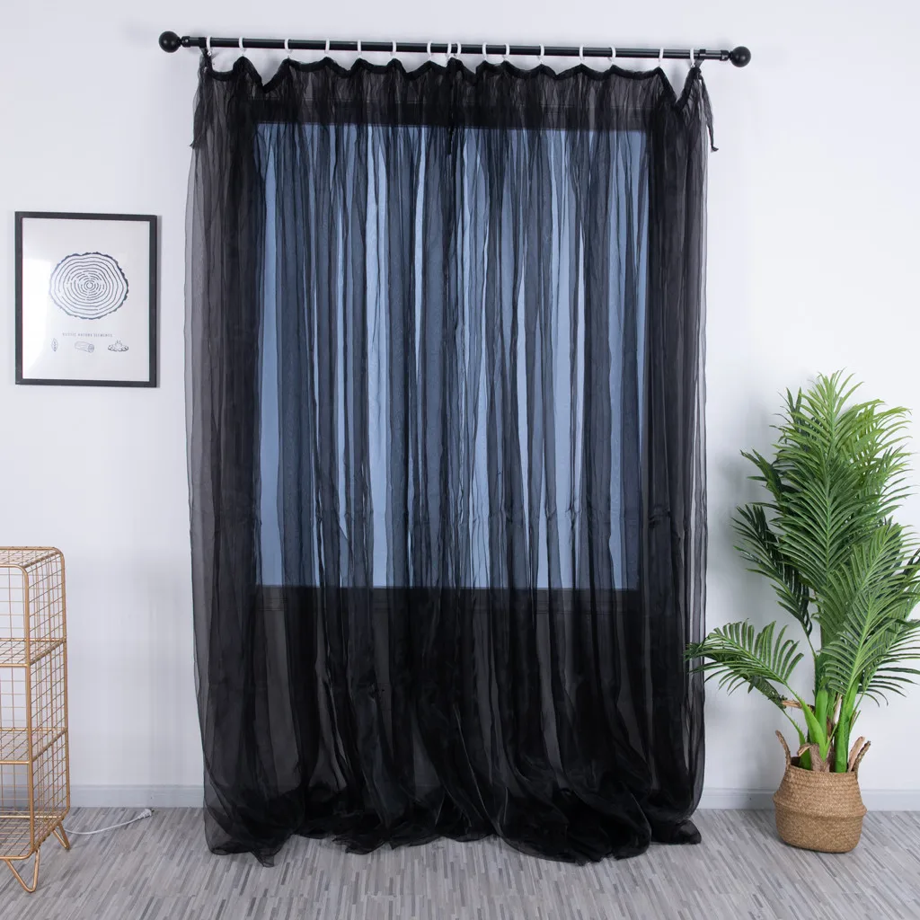 

Gacsidy Store 1Pcs100x200 Curtain Tulle Door Window Curtain Drape Panel Sheer Scarf Valances Modern bedroom Living Room Curtains