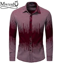 Марка mwxsd новые мужские рубашки в полоску с градиентом Мужская модная хлопковая рубашка с принтом Мужская тонкая рубашка chemise homme Большие размеры