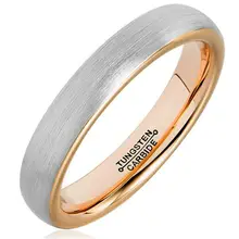 Anillos de tungsteno Venda de Boda 4mm para Hombre Mujer Comfort Fit Rose Plateó el Metal Con Tapa Cepillado