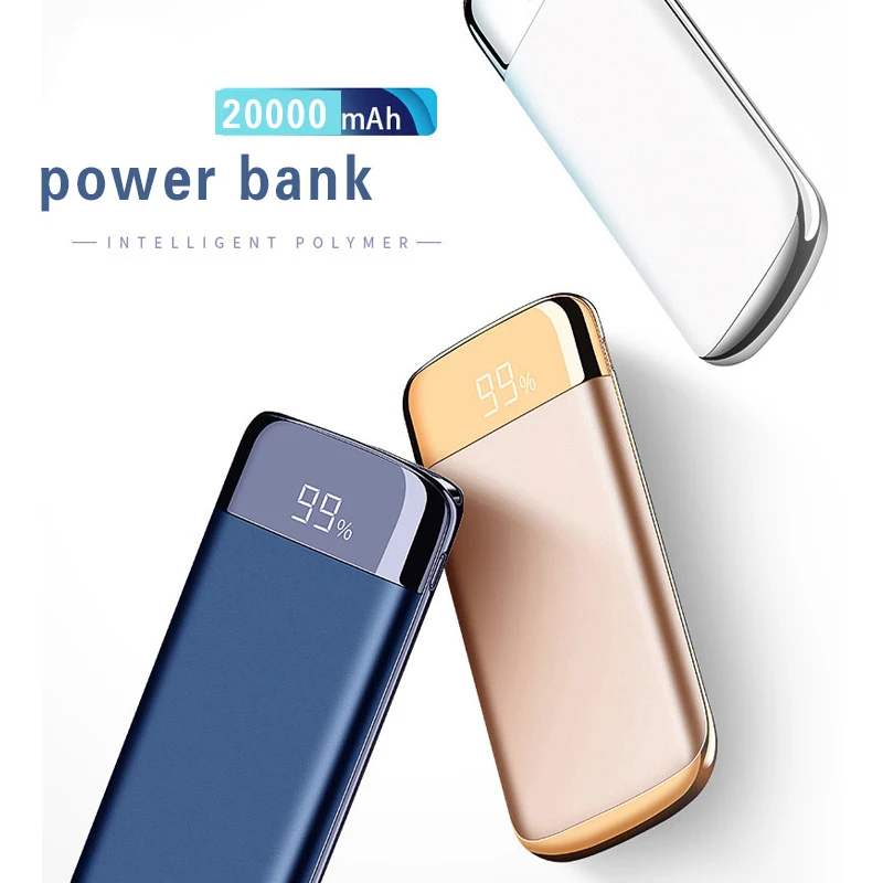 Wireless Dual USB Charger Power Bank 20000mah Portable with Digital Charger Display External Battery Power bank For iphone X 8