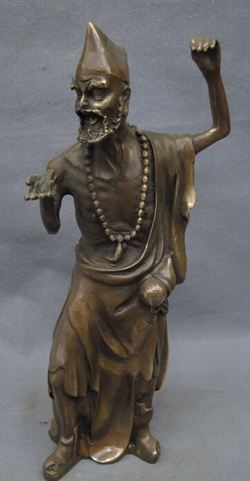 

S2832 13" Chinese Bronze Copper Buddhist Joss Arhat Monk JiGong ChaiGong Gourd Statue D0317
