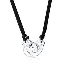 925 Steling Silver Handcuff Shaped Pendant Necklace