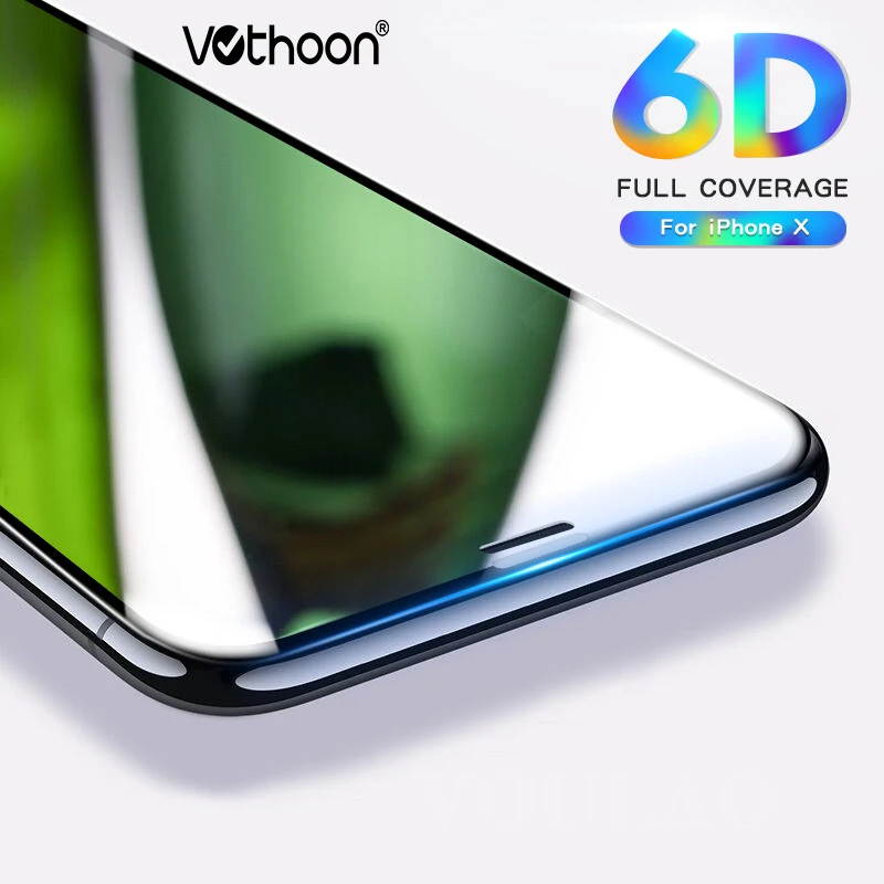 VOTHOON 6D Защитная пленка для экрана iPhone 6 7 Plus X XS Max полное покрытие закаленное стекло