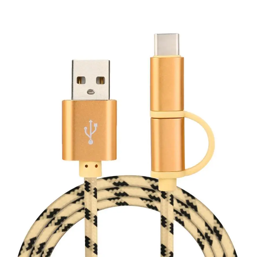 Золотой 2 в 1 Micro USB и usb type C адаптер кабель для зарядки данных Micro usb type C телефонный кабель для samsung Xiaomi OnePlus huawei и т. д - Цвет: Золотой
