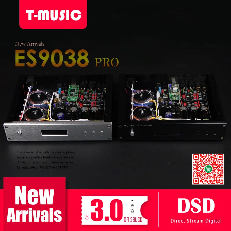 2017 версия ES9038 ES9038PRO декодер DAC с Amanero USB/ MUSES02 * 2 + OPA627BP 2/два тороидальных