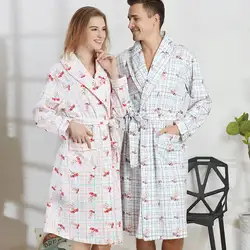 Новое поступление весна Для мужчин v-образным вырезом хлопок халат Для мужчин ванная комната спа Халат мужской пижамы большого размера