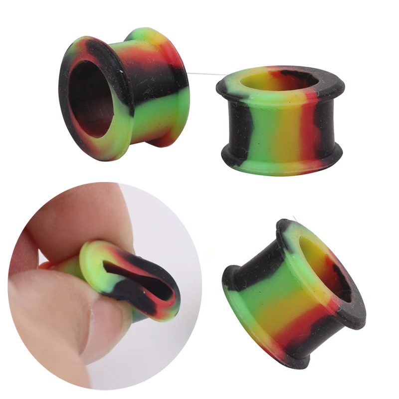 RAINBOW SILICONE FLESH TUNNEL FLEXIBLE EAR PLUG STRETCHER 4mm 25mm
