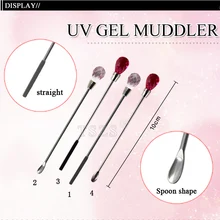 1 шт./лот, стержень для перемешивания ногтей из нержавеющей стали, шпатель для ногтей, пудра, УФ-гель, палочка, ложка, аксессуары для маникюра