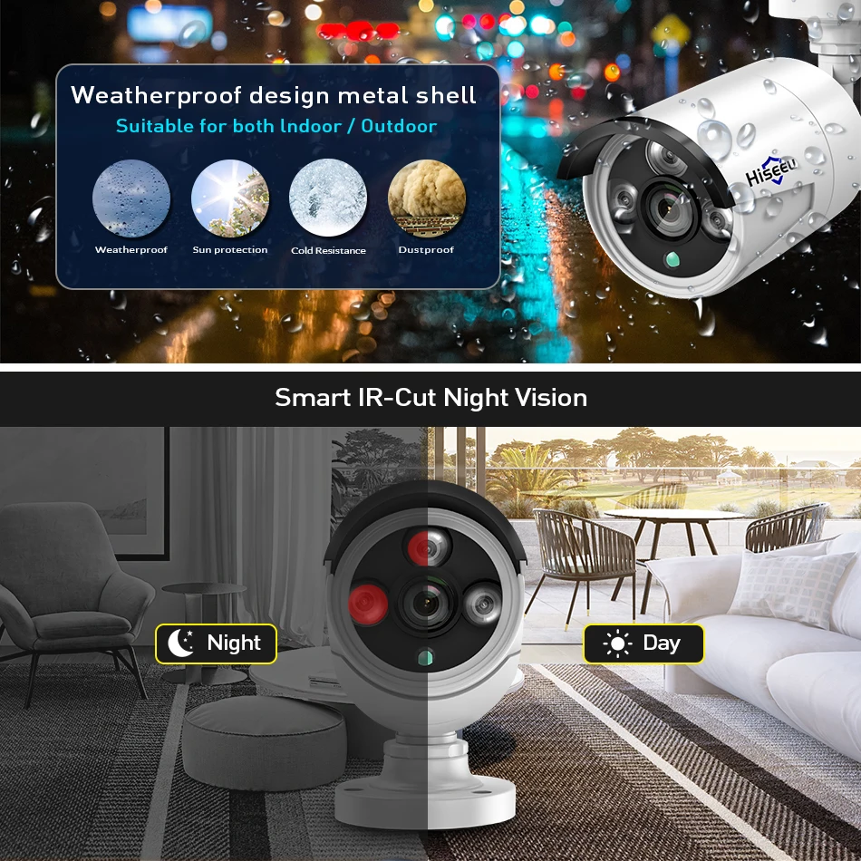 Hiseeu HD 1080P Беспроводная система видеонаблюдения 2 м 8ch Wi Fi NVR комплект наружного ИК