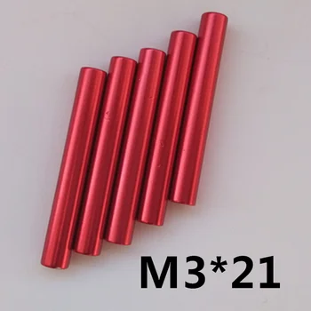 

20pcs M3*21 Aluminum Standoff Spacer D=5mm Red Anodized Round Long Nut Aircraft Model Frame Support Double-Column Screw