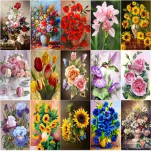 5D DIY полная круглая Алмазная картина Цветочная ваза вышивка крестиком Алмазная вышивка мозаика Алмазный украшение дома