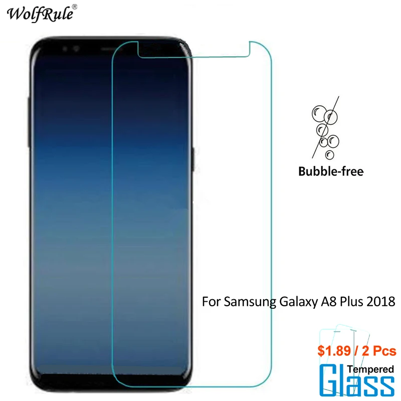 2Pcs For Glass Samsung Galaxy A8 Plus Screen Protector Tempered Glass