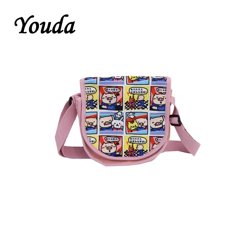 Youda студент Harajuku стиль Crossbody Холщовая Сумка Мультфильм простой Женский сумки на