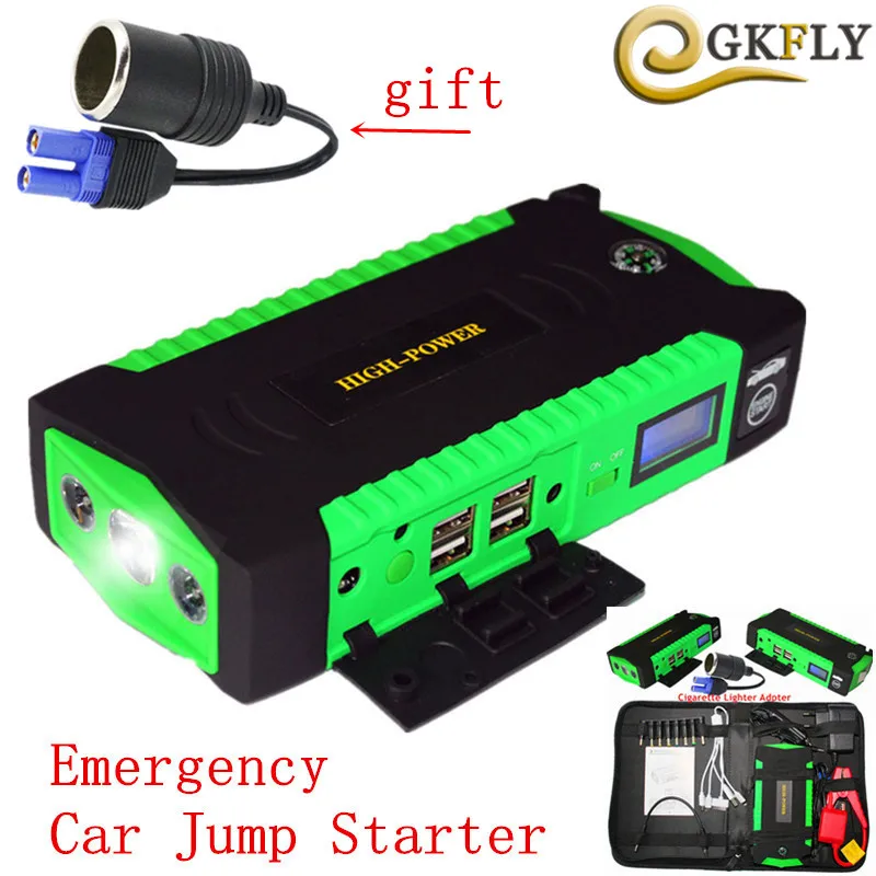 GKFLY автомобильный стартовый двигатель, мульти-Функция 16000 мАч пусковое устройство 600A 12В дизельный бензиновый автомобиль Зарядное устройство для автомобиля Батарея пусковое устройство - Цвет: Зеленый
