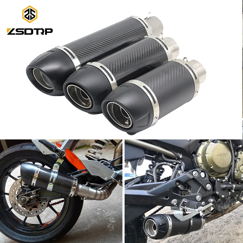 

ZSDTRP Universal 51mm Motorcycle Real Carbon Fiber Slip-On Exhaust Muffler Pipe Escape with DB Killer for Most Motorcycle