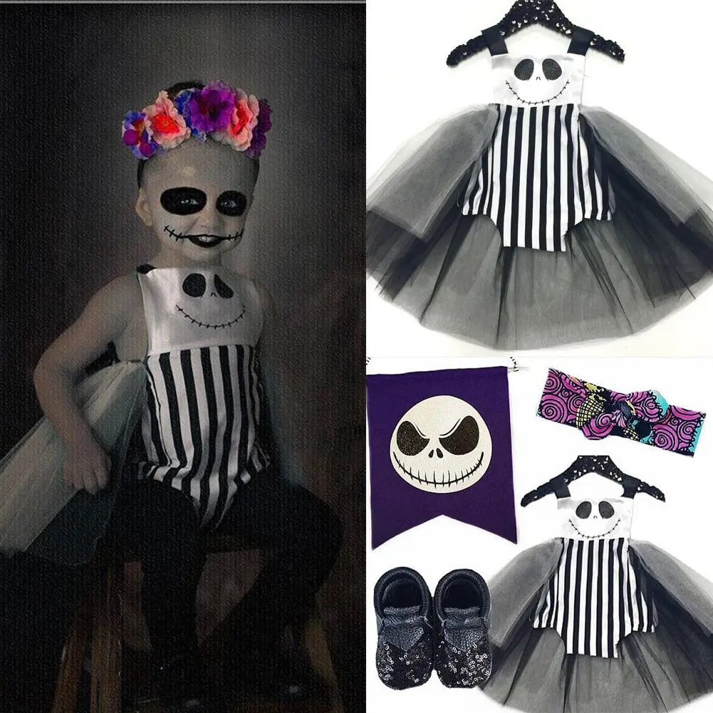 

0-24M Fashion halloween costume for kids Newborn Baby Girls Infant Lace Bodysuit Tutu Dress Clothes Cute ghost Outfits