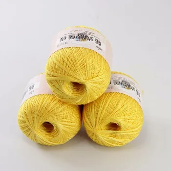

3ballsx50g New Soft Hand Cotton Lace Wool Yarn Crochet Shawl Scarf Knitting Yellow 16115-3