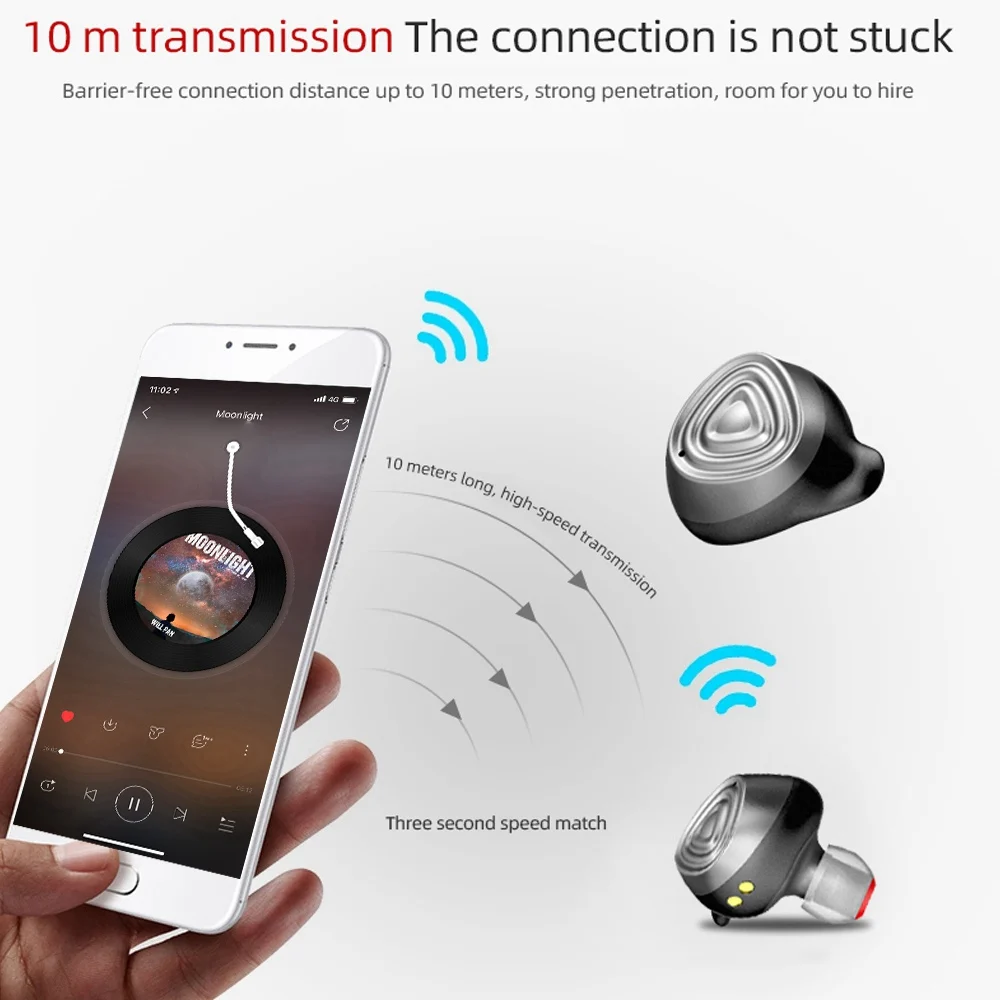 KISSCASE D06 Fashion Sport Smart Light High Quality TWS 5.0 Bluetooth In-Ear 3D stereo wireless earphone with dual microphone