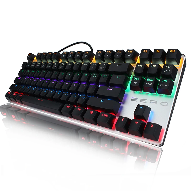 Koop METOO NUL Russische Gaming Mechanische Toetsenbord Originele 87 104 key Backlit Key Cap Game Design Zwart Rood Blauw Schakelaar voor dota2