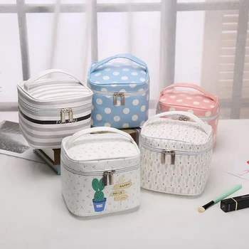 

Portable Women Cosmetic Makeup Bags Cases Make Up Organizer Korean Zipper Storage bags Underwear Finishing Organizer