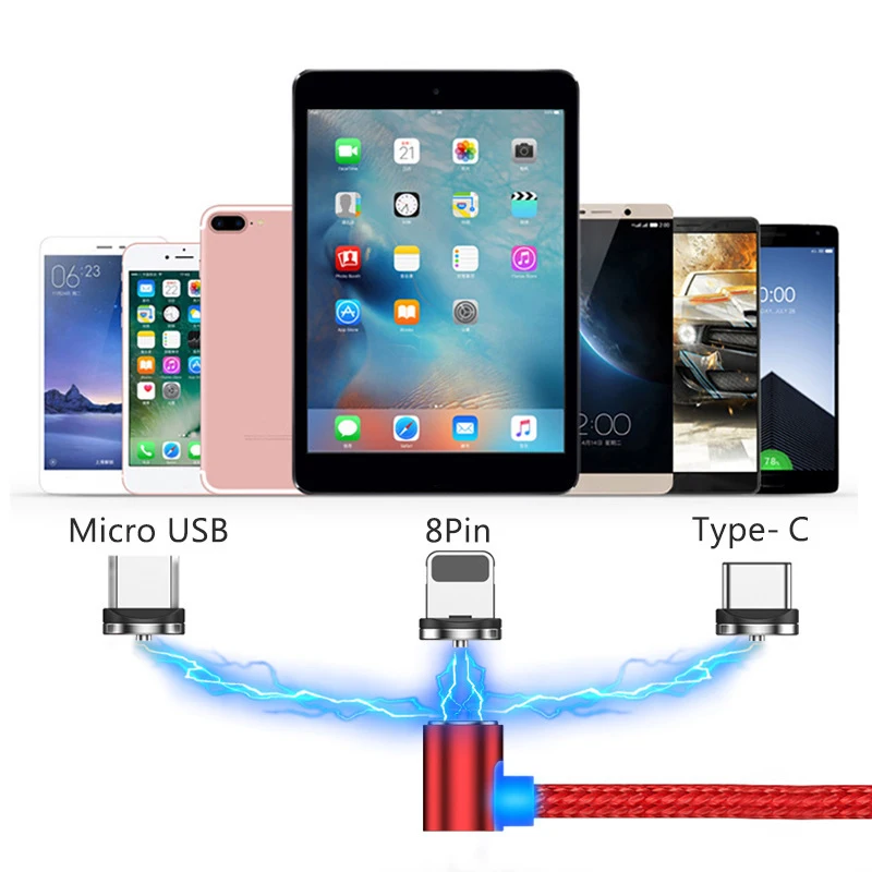 Быстрый Магнитный кабель Micro светодиодный usb type C зарядное устройство для iPhone XS X XR 8 7 samsung S8 магнит Android телефонный кабель Шнур