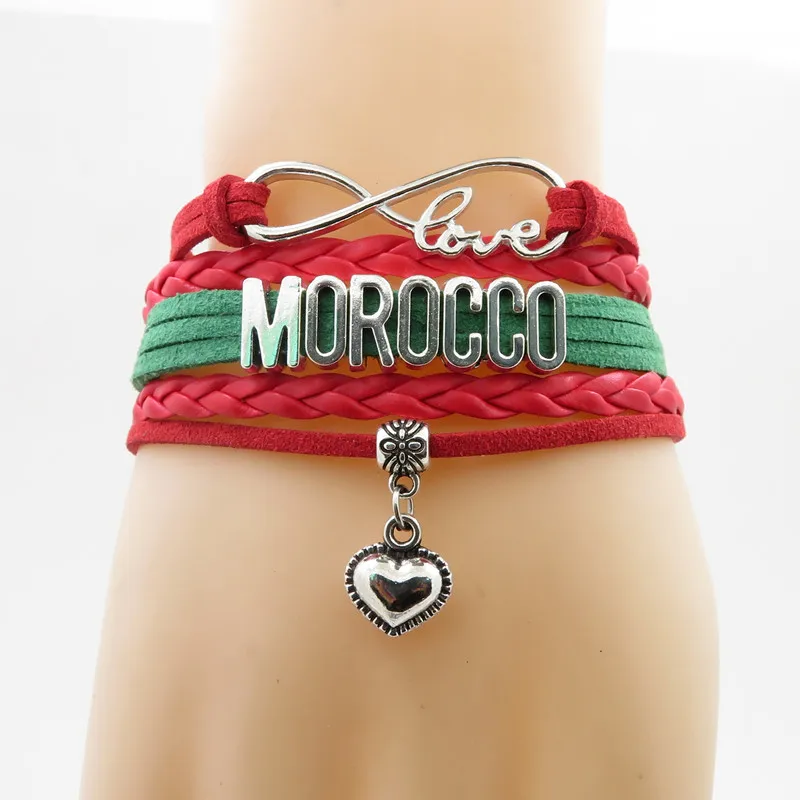 

infinity love morocco Bracelet heart Charm bracelet love morocco flag bracelets & bangle for woman and man jewelry