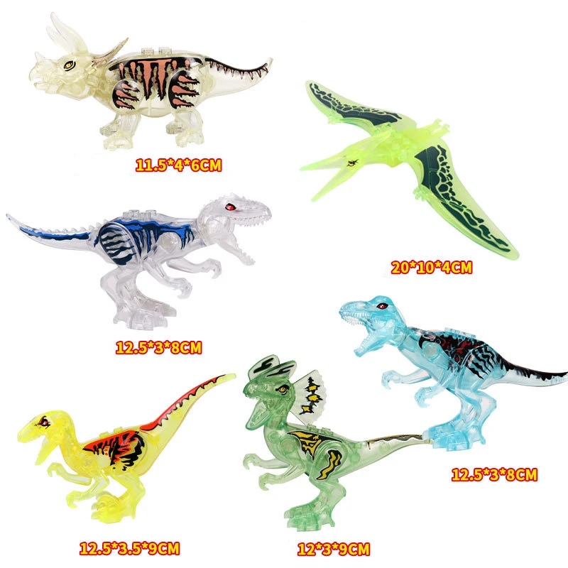 6 Styles Building Blocks  Crystal Dinosaurs Jurassic World Transparent Classic With Legoe Figures Bricks Toys  Kids F4
