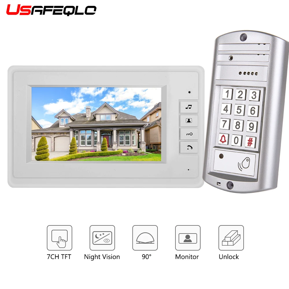 

Wired 7 inches Fashion HD LCD Touch Screen Phone Two-way Intercom Clear Video Door Doorbell Home Security Camera Monitor