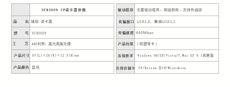 ССК USB2.0 высокая скорость чтения SLR конкретных CF Card Reader scrs028 Amber