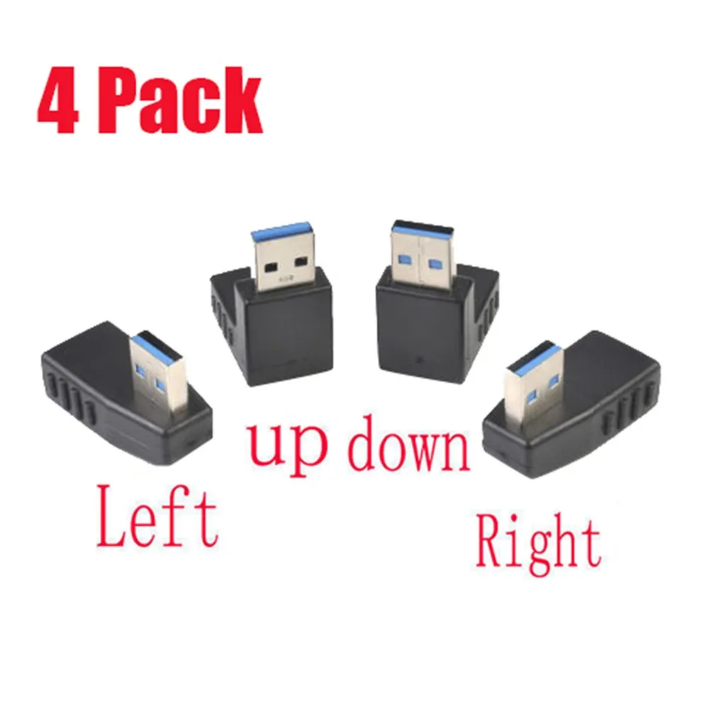 4 Упак. USB 3,0 мужчин и женщин удлинитель 90 градусов правый угол адаптер Plug заводская цена Прямая доставка