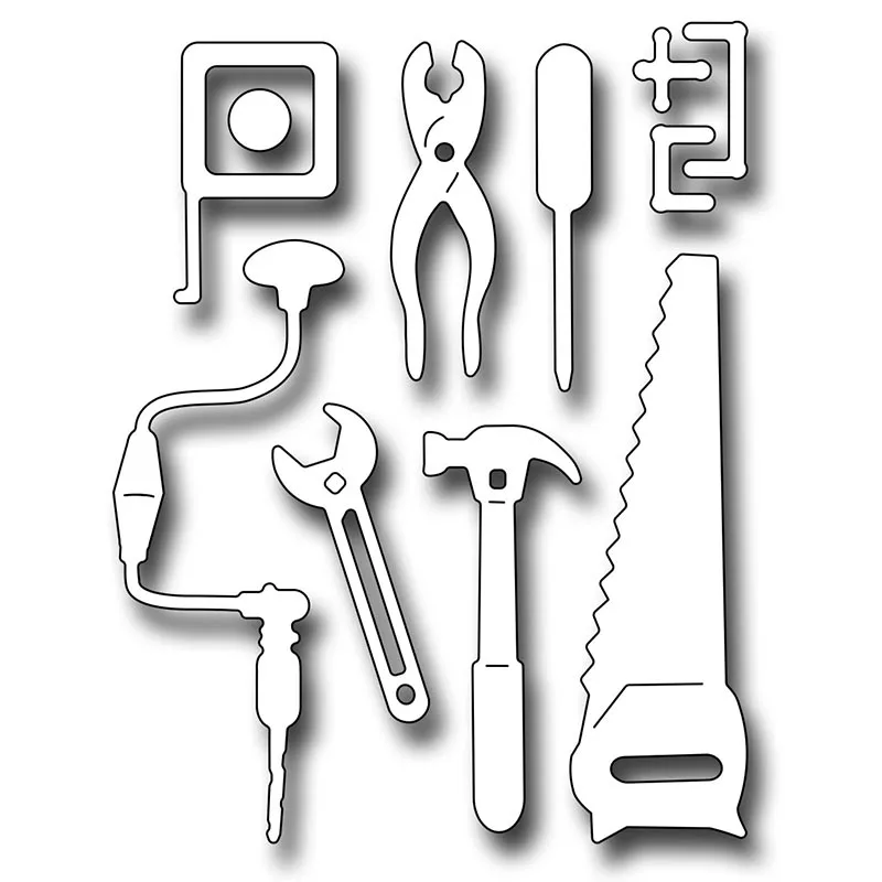 Saw Hammer Vice Wrench Sets Metal Cutting Dies Stencils For DIY Scrapbooking Decorative Embossing Suit Paper Cards Die Cutting
