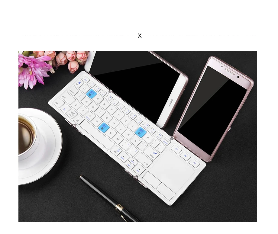 B.O.W Беспроводная bluetooth-клавиатура из алюминиевого сплава с сенсорной панелью, для iPad, iPhone и ТВ-приставок, ноутбуков и смартфонов