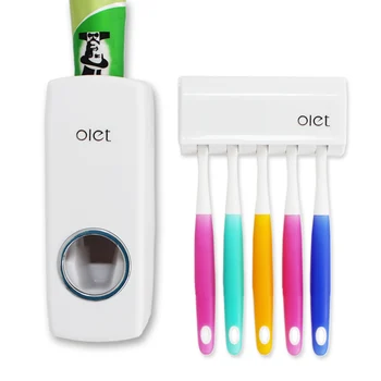 

1 Set Creative Tooth Brush Holder Automatic Toothpaste Dispenser Bathroom Accessories Set Toothbrush Holder Wall Mount Stand
