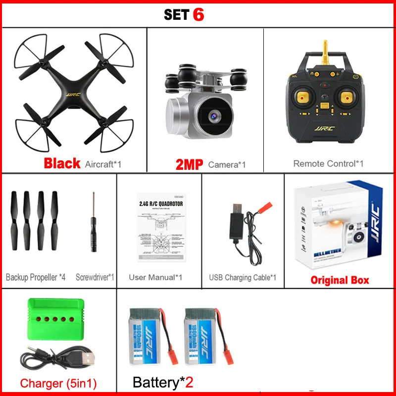 JJRC H68 Дрон с 2.0MP wifi FPV камера удержание высоты авто возврат Безголовый режим RC вертолет Квадрокоптер 20 минут долгое время полета - Цвет: set6