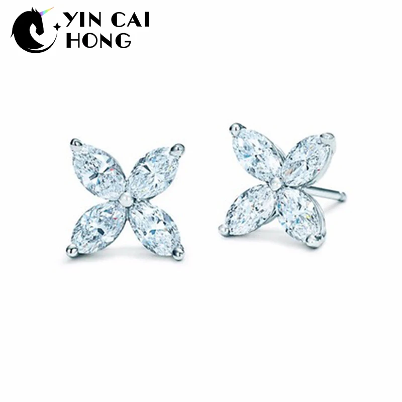 

YCH Charm Gift 925 Sterling Silver Leaf Gemstone TIFF Attractive Elegance Temperament Earrings World Jewelry