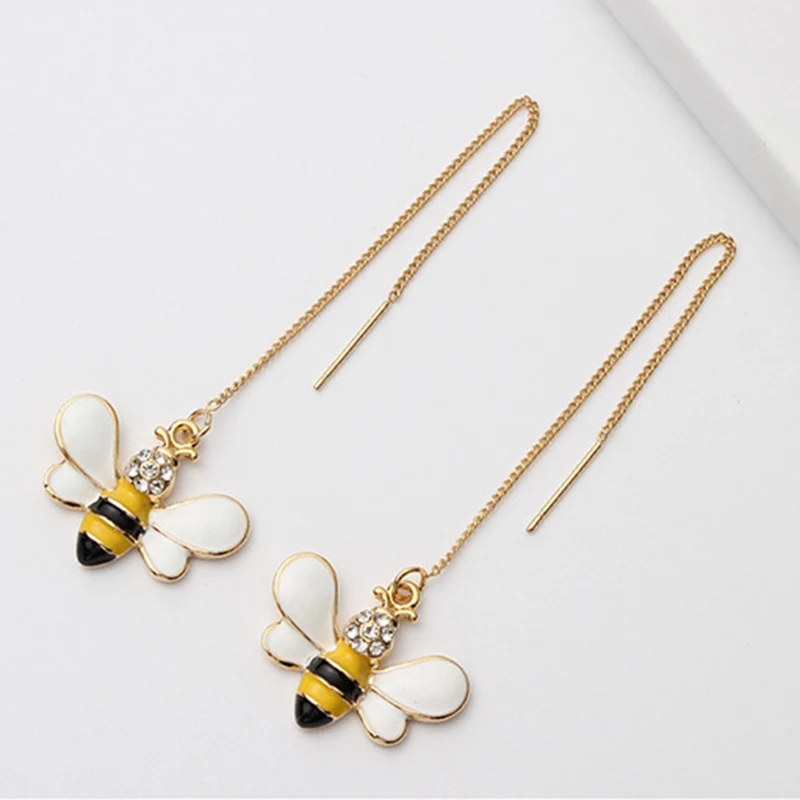 

1Pair Korean Jewelry Small Bee Earrings Ear Length All-match Earrings Simple Personality Earrings For Women Brincos Oorbellen