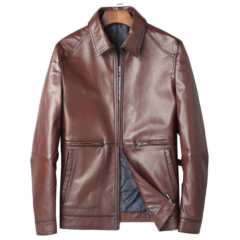 Genuine cow leather Men jacket Formal Cowhide Skin jacket Spring Autumn