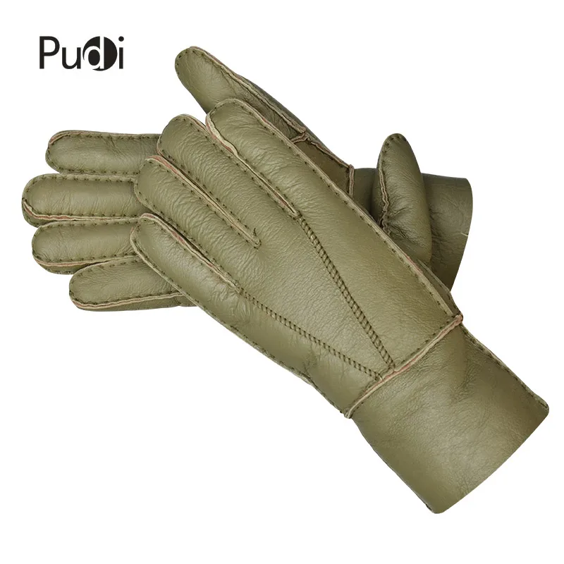

Pudi GL859 man genuine leather real fur glove 2018 winter new real leather high quality one fur mans' gloves black color