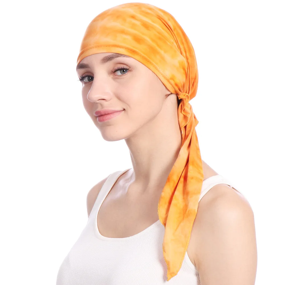 Модные Для женщин спандекс Durags предварительно связали Встроенная тюрбан платки Durag Головные уборы Чемо Hat мусульманские банданы для Для