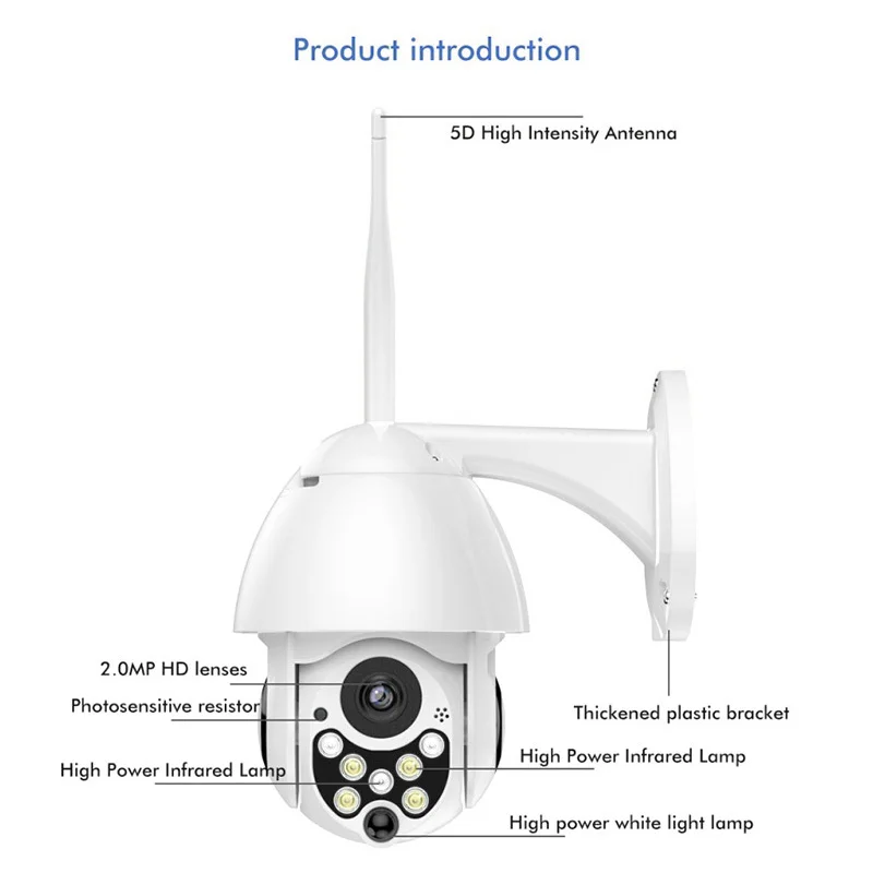 WI-FI Камера наружная камера наблюдения с датчиком PTZ IP Камера H.265+ 1080 p Скорость купольная IP камера видеонаблюдения Камера s IP Камера WI-FI внешний 2MP ИК домашнего наблюдения