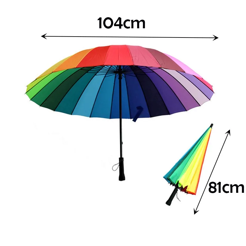 24K Long-handle Rainbow Umbrella 2-3 People Car Luxury Large Windproof Straight Umbrella Corporation wind resistant umbrella windproof umbrella