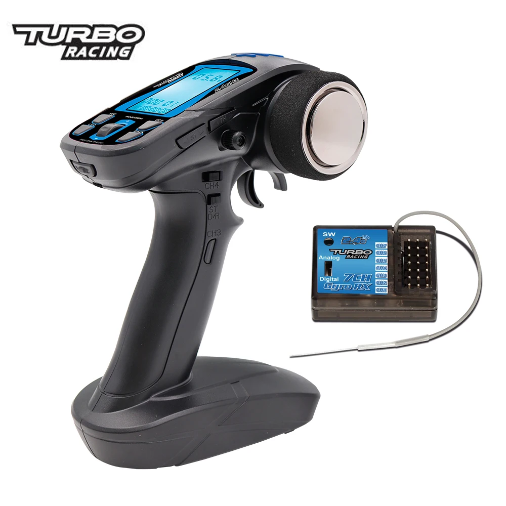 

TURBO RACING TB-TX2 2.4GHz FHSS Digital 7CH Radio Remote Control Transmitter with TB-RX200 Receiver LCD LED for RC Vehicle Boat