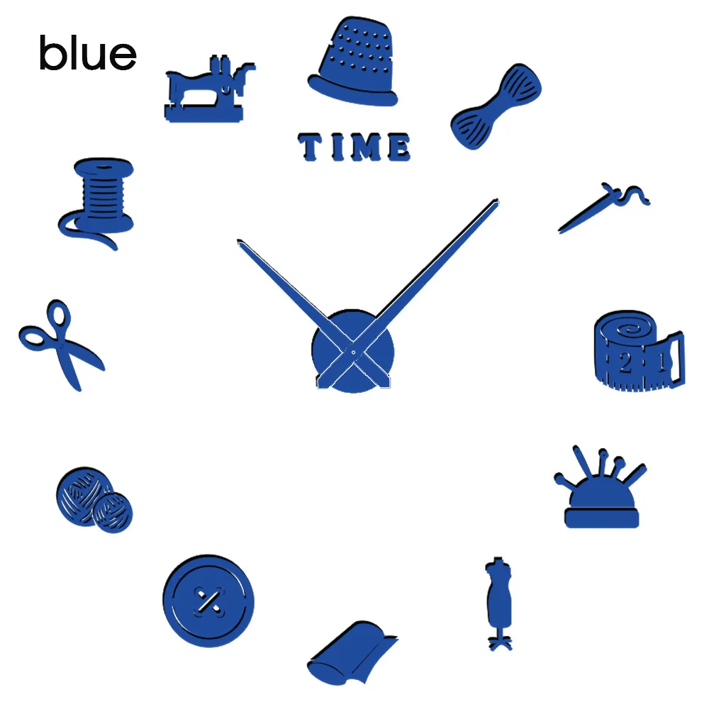 Wall Clock Watch Wall Large 3D Luminous Mirror Clocks Stickers Sticker Sewing Machine Morden Design Creative Gift Home Decor - Цвет: wall clock blue