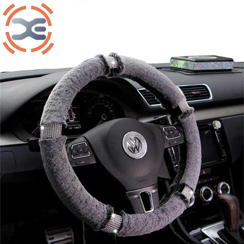 

Rhinestone Steering Cover 3 Colors Diameter 38cm Steering Wheel Cover All Season Steering Wheel Cover For Women